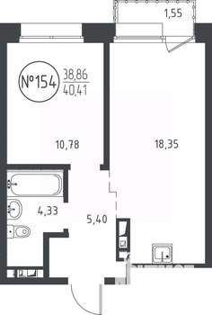 1-к квартира, вторичка, 40м2, 9/10 этаж
