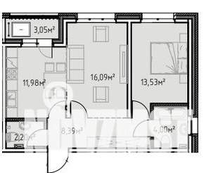 2-к квартира, вторичка, 59м2, 10/13 этаж