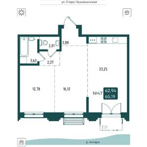 2-к квартира, вторичка, 65м2, 7/20 этаж