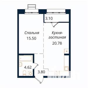 1-к квартира, строящийся дом, 48м2, 12/18 этаж