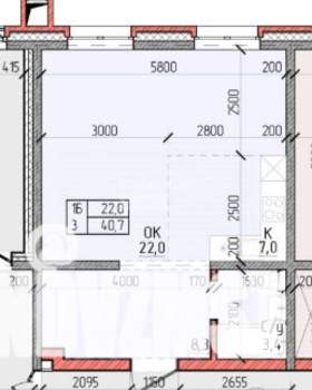 1-к квартира, вторичка, 41м2, 1/12 этаж