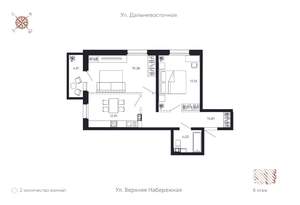 2-к квартира, строящийся дом, 69м2, 8/8 этаж