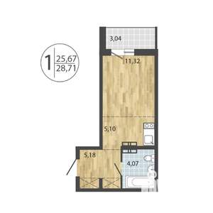 1-к квартира, строящийся дом, 29м2, 12/19 этаж