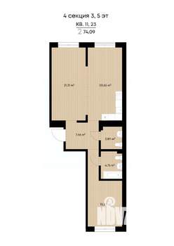 2-к квартира, строящийся дом, 74м2, 4/9 этаж