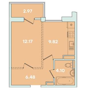 1-к квартира, вторичка, 38м2, 16/14 этаж