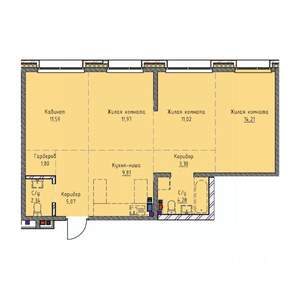 3-к квартира, строящийся дом, 75м2, 5/19 этаж