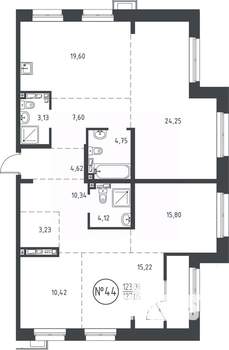 4-к квартира, вторичка, 126м2, 8/10 этаж