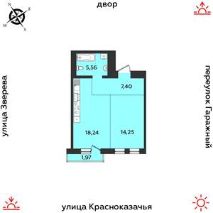 1-к квартира, строящийся дом, 47м2, 6/9 этаж