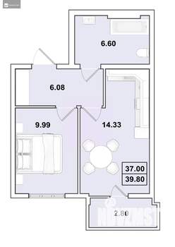 1-к квартира, вторичка, 40м2, 2/16 этаж