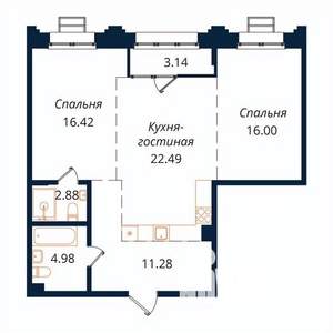 2-к квартира, строящийся дом, 76м2, 3/18 этаж