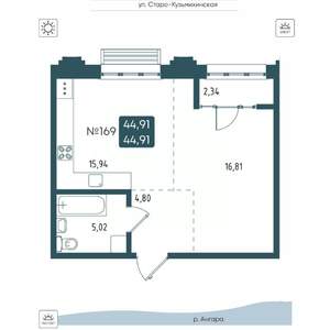 1-к квартира, вторичка, 45м2, 5/20 этаж