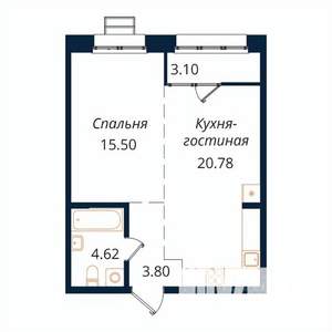 1-к квартира, строящийся дом, 48м2, 9/18 этаж