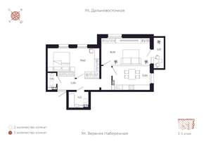2-к квартира, вторичка, 72м2, 4/8 этаж