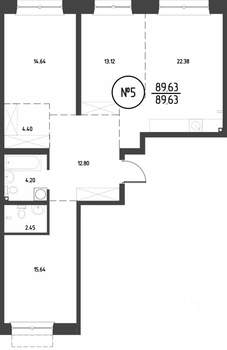 3-к квартира, строящийся дом, 90м2, 2/19 этаж