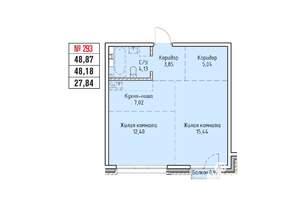 2-к квартира, строящийся дом, 49м2, 16/19 этаж