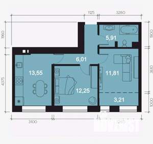 2-к квартира, вторичка, 53м2, 6/8 этаж