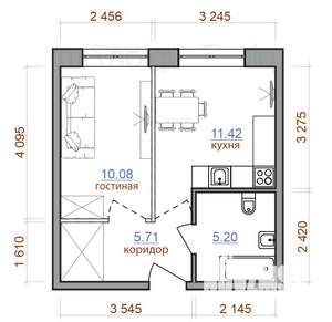 1-к квартира, строящийся дом, 32м2, 1/16 этаж