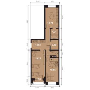 3-к квартира, вторичка, 74м2, 2/8 этаж