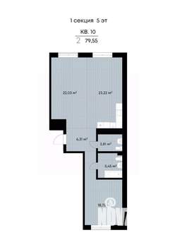 2-к квартира, вторичка, 80м2, 5/9 этаж