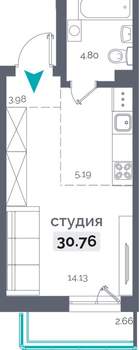 1-к квартира, вторичка, 31м2, 10/9 этаж