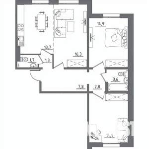 3-к квартира, вторичка, 77м2, 1/9 этаж