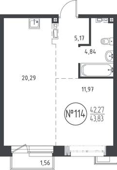 1-к квартира, вторичка, 44м2, 9/10 этаж