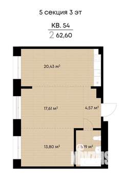 2-к квартира, вторичка, 63м2, 3/9 этаж