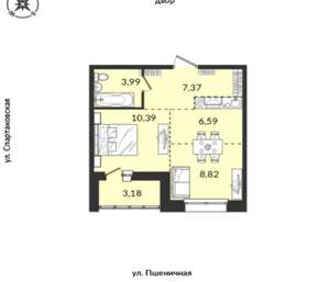 1-к квартира, сданный дом, 40м2, 10/12 этаж
