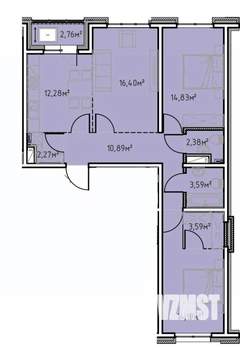 3-к квартира, вторичка, 83м2, 6/13 этаж