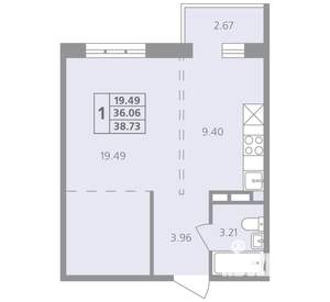 1-к квартира, вторичка, 39м2, 1/4 этаж
