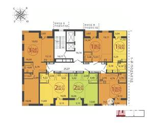 2-к квартира, строящийся дом, 44м2, 8/19 этаж