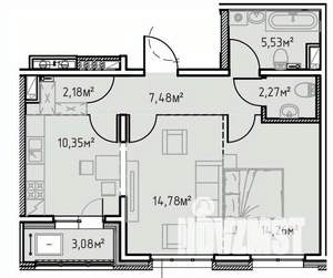 2-к квартира, вторичка, 60м2, 12/13 этаж