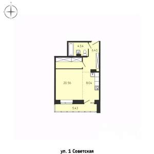 1-к квартира, строящийся дом, 45м2, 3/15 этаж