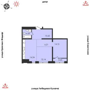2-к квартира, строящийся дом, 67м2, 5/14 этаж