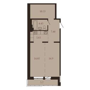 2-к квартира, вторичка, 63м2, 10/15 этаж