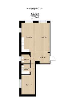 2-к квартира, вторичка, 77м2, 7/9 этаж