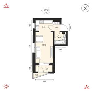 1-к квартира, вторичка, 31м2, 6/14 этаж