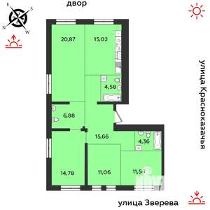 4-к квартира, строящийся дом, 105м2, 14/14 этаж