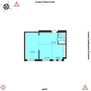 2-к квартира, строящийся дом, 59м2, 2/14 этаж