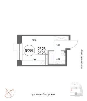 Студия квартира, строящийся дом, 23м2, 18/19 этаж