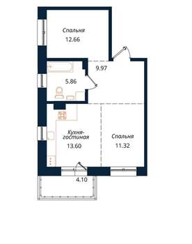 3-к квартира, вторичка, 53м2, 12/18 этаж