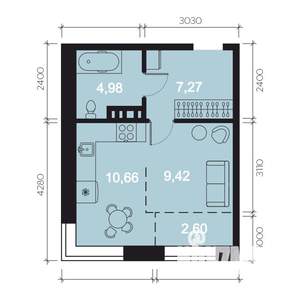 1-к квартира, строящийся дом, 35м2, 5/8 этаж