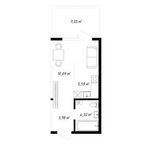 1-к квартира, вторичка, 26м2, 1/19 этаж