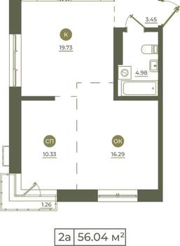 2-к квартира, вторичка, 56м2, 4/9 этаж