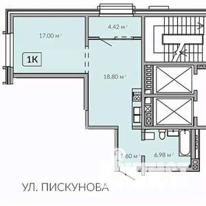 1-к квартира, строящийся дом, 51м2, 11/18 этаж