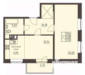 2-к квартира, строящийся дом, 65м2, 1/17 этаж