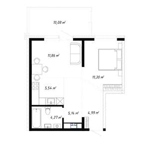 2-к квартира, вторичка, 46м2, 1/19 этаж