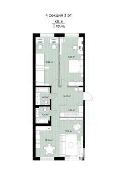 3-к квартира, вторичка, 101м2, 3/9 этаж