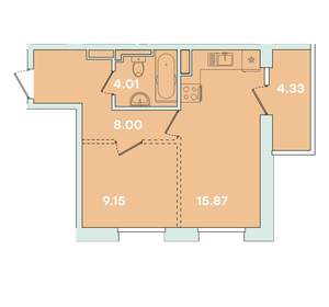 1-к квартира, вторичка, 42м2, 8/14 этаж