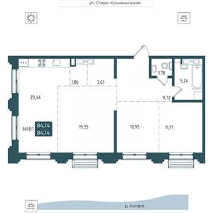 3-к квартира, вторичка, 84м2, 11/20 этаж
